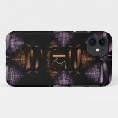 Coques Case-Mate iPhone Moderne Elegant Luxueux Or et violet Monogramme (Dos (Horizontal))