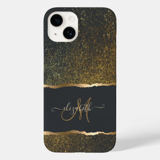 Coques Case-Mate iPhone Moderne Élégant Monogramme au Touché d'Or (Verso)