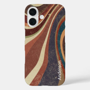 Coques iPhone 16 Moderne Élégant Monogramme de Ligne Rétro