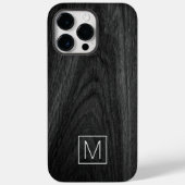 Coques Case-Mate iPhone Moderne élégant monogramme initial bois noir (Verso)