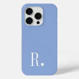 Coque iPhone 15 Pro moderne élégant monogramme initiale bleu bébé