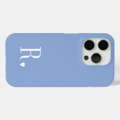 Coques Case-Mate iPhone moderne élégant monogramme initiale bleu bébé  (Verso (horizontal))