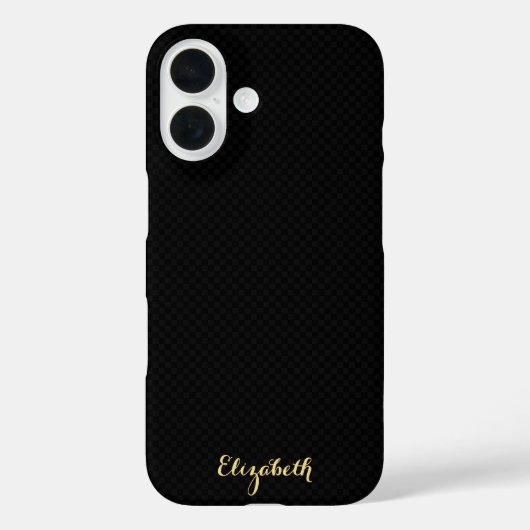 Coques Case-Mate iPhone Moderne élégant Noir À damiers Or Monogramme (Verso)