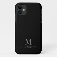Moderne Elegant noir et gris Monogramme