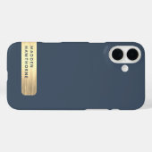 Coques Case-Mate iPhone Moderne Elégant Or Marine Bleu Faux Métal Brossé (Verso (horizontal))