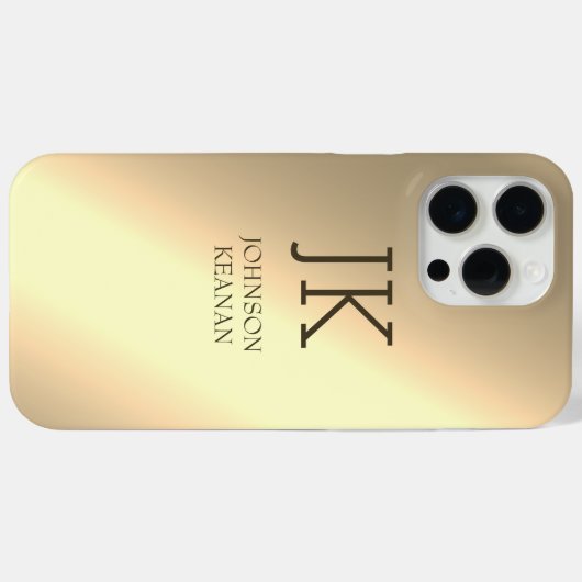 Coques Case-Mate iPhone Moderne Elegant Or Metallic Nom monogrammé (Verso (horizontal))