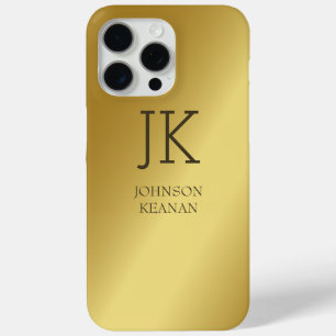 Coque iPhone 15 Pro Max Moderne Elegant Or Metallic Nom monogrammé