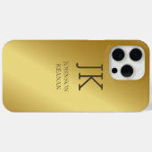 Coques Case-Mate iPhone Moderne Elegant Or Metallic Nom monogrammé (Verso (horizontal))