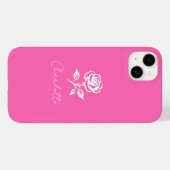 Coques Case-Mate iPhone Moderne Élégant Rose Chaud Et Rose Nom Personnalis (Verso (horizontal))