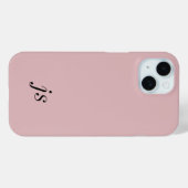 Coques Case-Mate iPhone Moderne Élégant Rose Pâle Noir Monogramme Initiale (Verso (horizontal))
