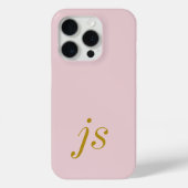 Coques Case-Mate iPhone Moderne Élégants Initiales Rose Pâle Or Monogramme (Verso)