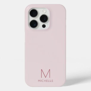 Coque iPhone 15 Pro Moderne et élégant Monogram Modèle Rose or