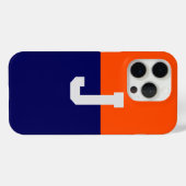 Coques Case-Mate iPhone Moderne et élégant orange et bleu monogramme (Verso (horizontal))