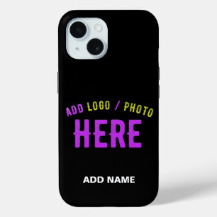 COQUE POUR iPhone 15 MODERNE ET MODERNE PERSONNALISABLE NOIR VÉRIFIÉ