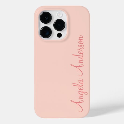 Coques Case-Mate iPhone Moderne Feminine Solide Rose Soft Script Nom perso (Verso)