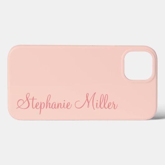 Coques Case-Mate iPhone Moderne Feminine Solide Rose Soft Script Nom perso (Verso (horizontal))