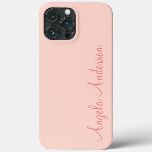 Coques Case-Mate iPhone Moderne Feminine Solide Rose Soft Script Nom perso (Verso)