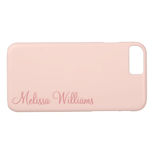 Coques Case-Mate iPhone Moderne Feminine Solide Rose Soft Script Nom perso (Dos (Horizontal))