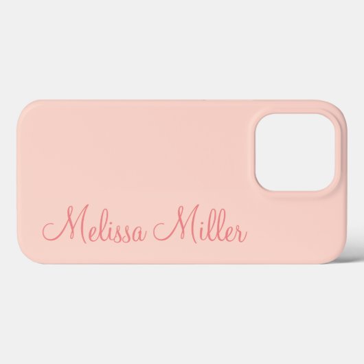 Coques Case-Mate iPhone Moderne Feminine Solide Rose Soft Script Nom perso (Verso (horizontal))