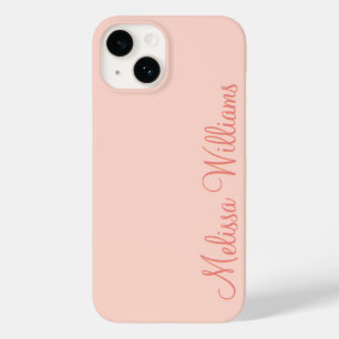Coque Pour iPhone 14 Moderne Feminine Solide Rose Soft Script Nom perso