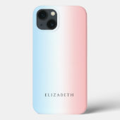 Coques Case-Mate iPhone Moderne Fille Chic Bleu Rose Blanc Simple Gradient (Verso)