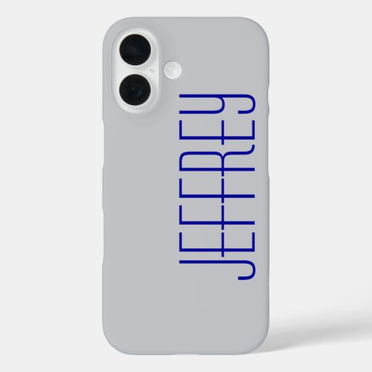 Coques Case-Mate iPhone Moderne Fun Grey and Blue, Nom Jumbo personnalisé (Verso)