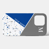 Coques Case-Mate iPhone Moderne Géométrique Gris Bleu Terrazzo Monogram (Verso (horizontal))