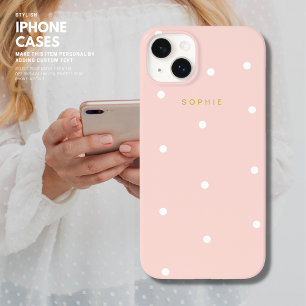Coques Pour iPhone Moderne Girly Classic Simple Pois rose pâle