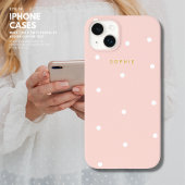Coques Case-Mate iPhone Moderne Girly Classic Simple Pois rose pâle