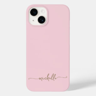 Coque Pour iPhone 14 Moderne Girly élégant Blush Pink Or Nom Script