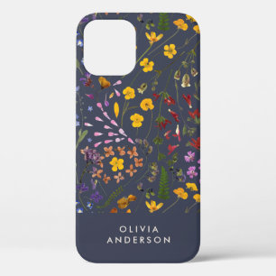 Case-Mate iPhone Case Moderne girly floral coloré initial bleu marine Ca