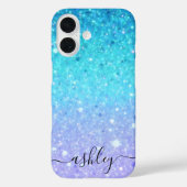 Coques Case-Mate iPhone Moderne Glitterie Bleu Et Violet (Verso)
