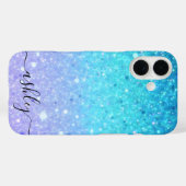 Coques Case-Mate iPhone Moderne Glitterie Bleu Et Violet (Verso (horizontal))