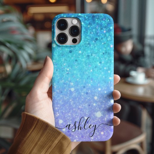 Coques Case-Mate iPhone Moderne Glitterie Bleu Et Violet