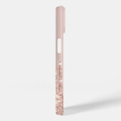 Coques Case-Mate iPhone Moderne Gouttes de Paillettes Rose Doré, Monogramm (Verso / Droite)