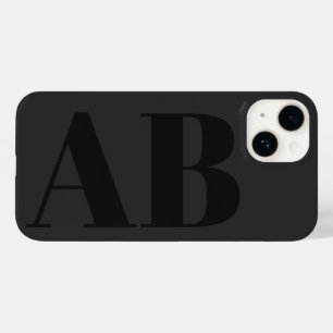 Coque Pour iPhone 14 Moderne initiale noire minimale contemporaine