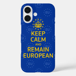 Coques iPhone 16 Moderne Jaune Bleu Garder calme Couronne Europe Ve