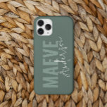 Coque Pour iPhone 14 Pro Moderne minima typographie sauge vert élégant<br><div class="desc">La typographie minimaliste moderne sauge vert et blanc élégant simple unique design personnalisé de boîtier de téléphone.</div>