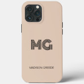 Coques Case-Mate iPhone Moderne minimal, Beige tendance Simple Monogramme (Verso)