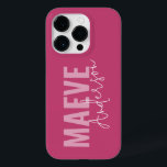 Coque Pour iPhone 14 Pro Moderne minimaliste typographie girly rose élégant<br><div class="desc">La typographie minimaliste moderne girly rose et blanc élégant simple unique design personnalisé boîtier téléphone.</div>