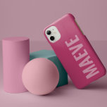 Coque Pour iPhone 14 Pro Moderne minimaliste typographie girly rose élégant<br><div class="desc">La typographie minimaliste moderne girly rose élégant simple unique design personnalisé boîtier téléphone.</div>