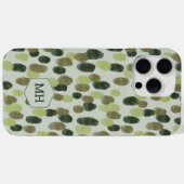 Coques Case-Mate iPhone Moderne Monogramme à motif pointillé aquarelle ver (Verso (horizontal))