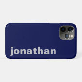 Coques Case-Mate iPhone Moderne Monogramme Bleu Nuit (Dos (Horizontal))