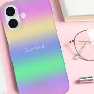 Coques iPhone 16 Moderne Monogramme Chic Colorful Gradient