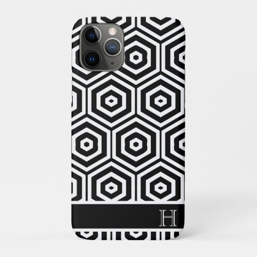 Coques Case-Mate iPhone Moderne Monogramme élégant Noir et blanc (Dos)