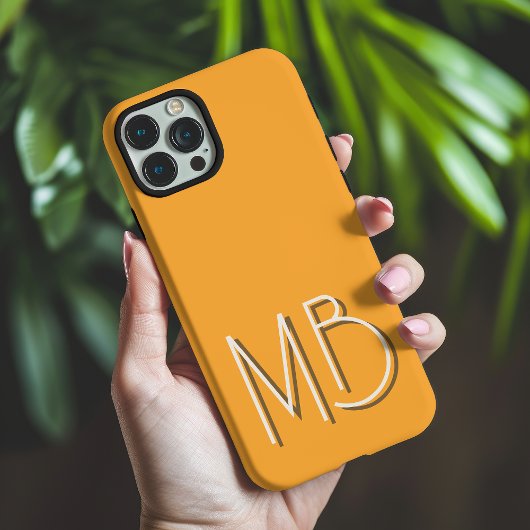 Coques Case-Mate iPhone Moderne Monogramme Initiale Orange Jaune Contempor