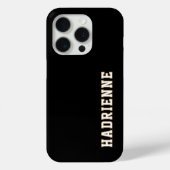 Coques Case-Mate iPhone Moderne Monogramme Noir Blanc Or Nom Contour (Verso)