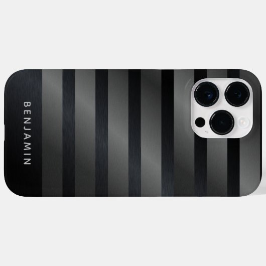 Coques Case-Mate iPhone Moderne Monogramme noir et gris (Verso (horizontal))