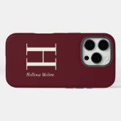Coques Case-Mate iPhone Moderne Monogramme Nom Ivoire Bourgogne Foncé (Verso (horizontal))