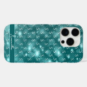 Coques Case-Mate iPhone Moderne Monogramme Océan Bleu Brillance (Verso (horizontal))
